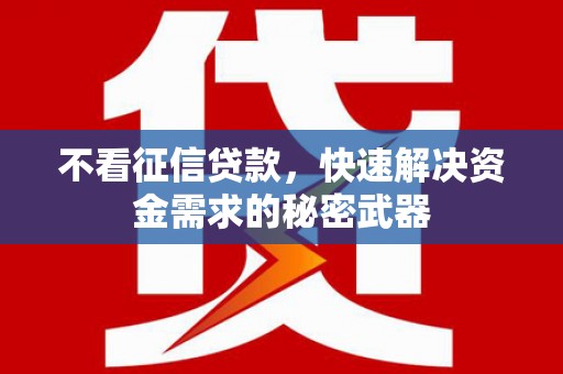 水城不看征信贷款，快速解决资金需求的秘密武器