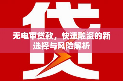 梧栖无电审贷款，快速融资的新选择与风险解析