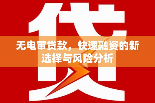 英德无电审贷款，快速融资的新选择与风险分析