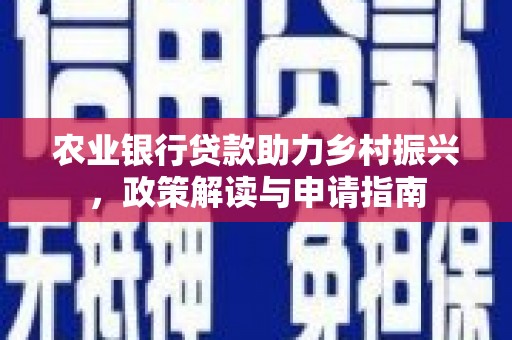 沾益农业银行贷款助力乡村振兴，政策解读与申请指南